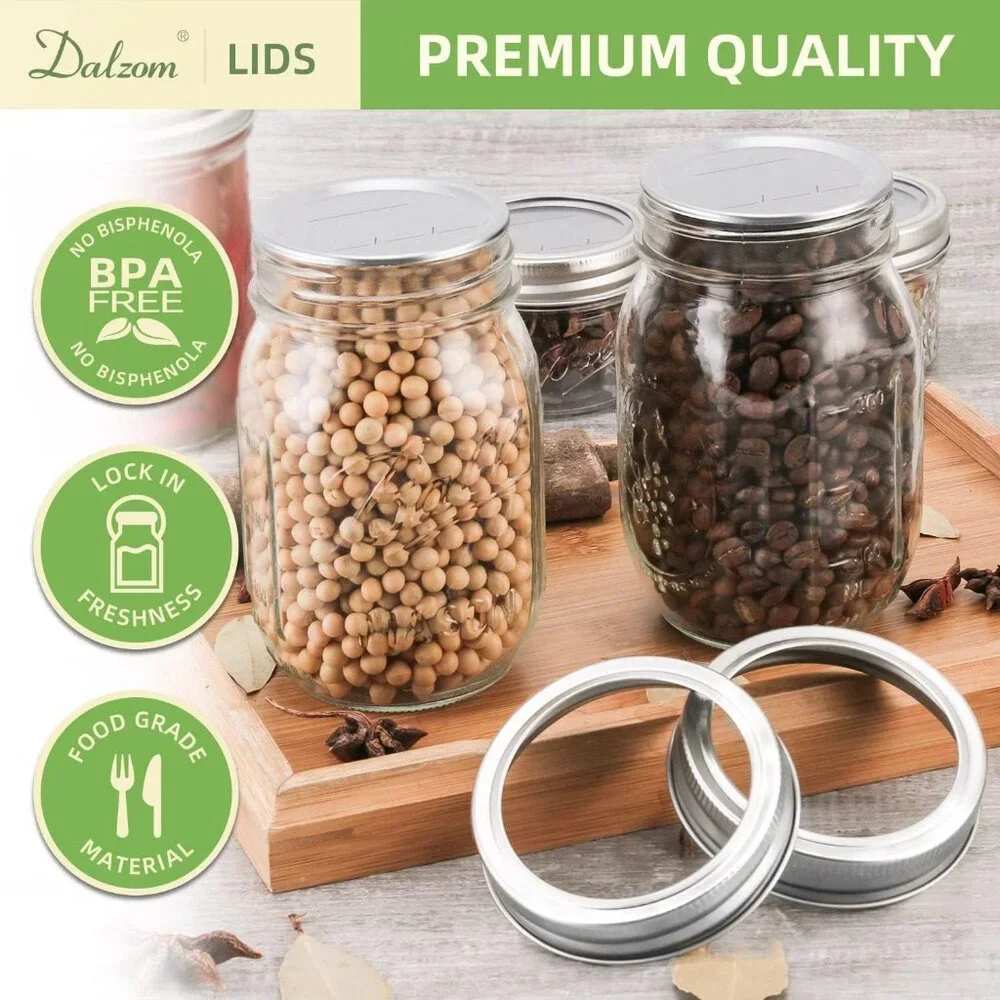48Pcs Canning Lids with Rings Wide Mouth, Premium Mason Jar Lids with Bands/Ring - Picture 5 of 6